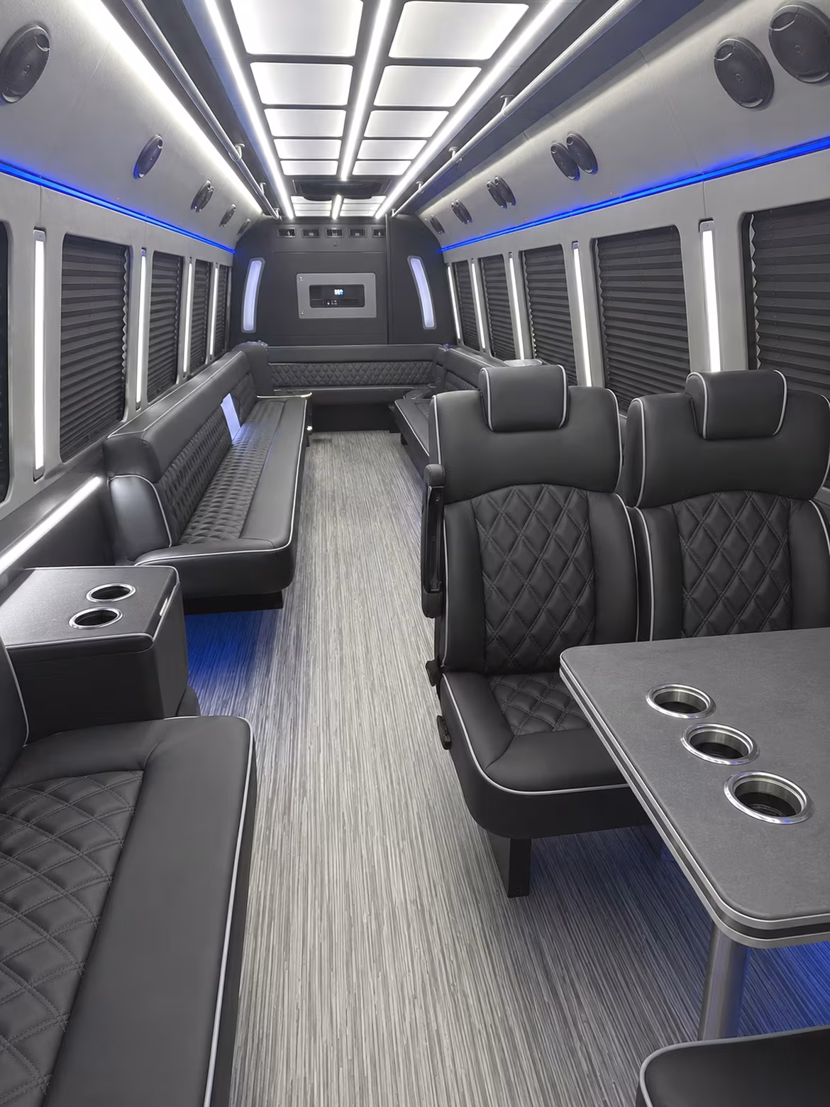mobile 25 passenger party bus inside