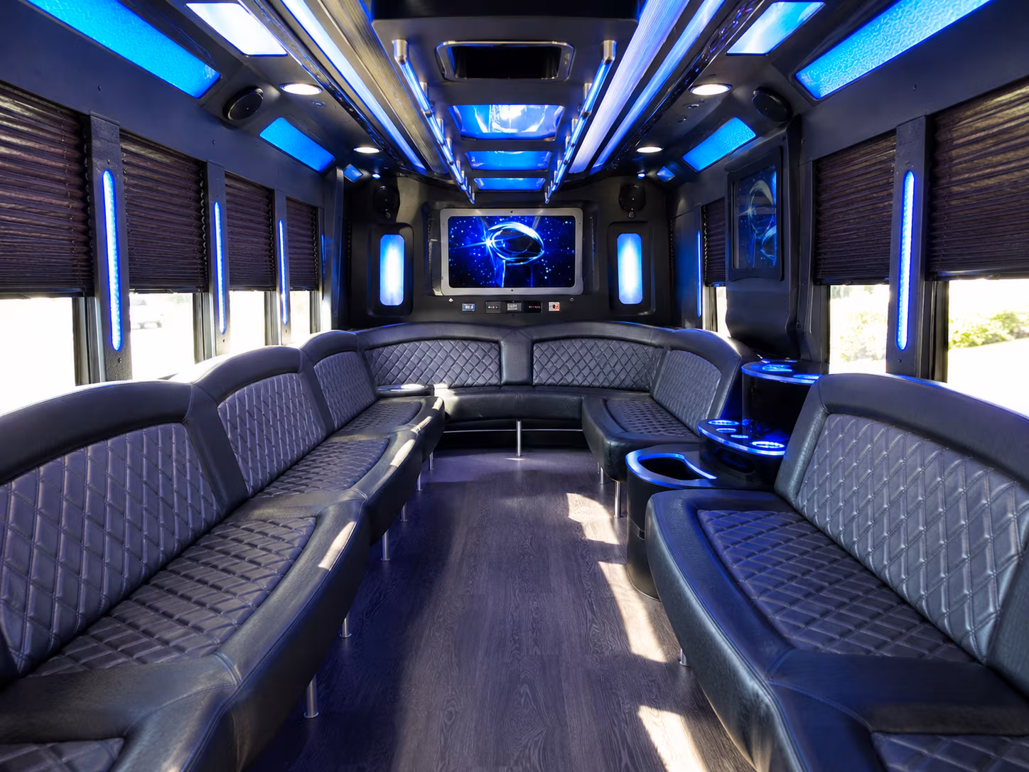 mobile 28 passenger party bus inside