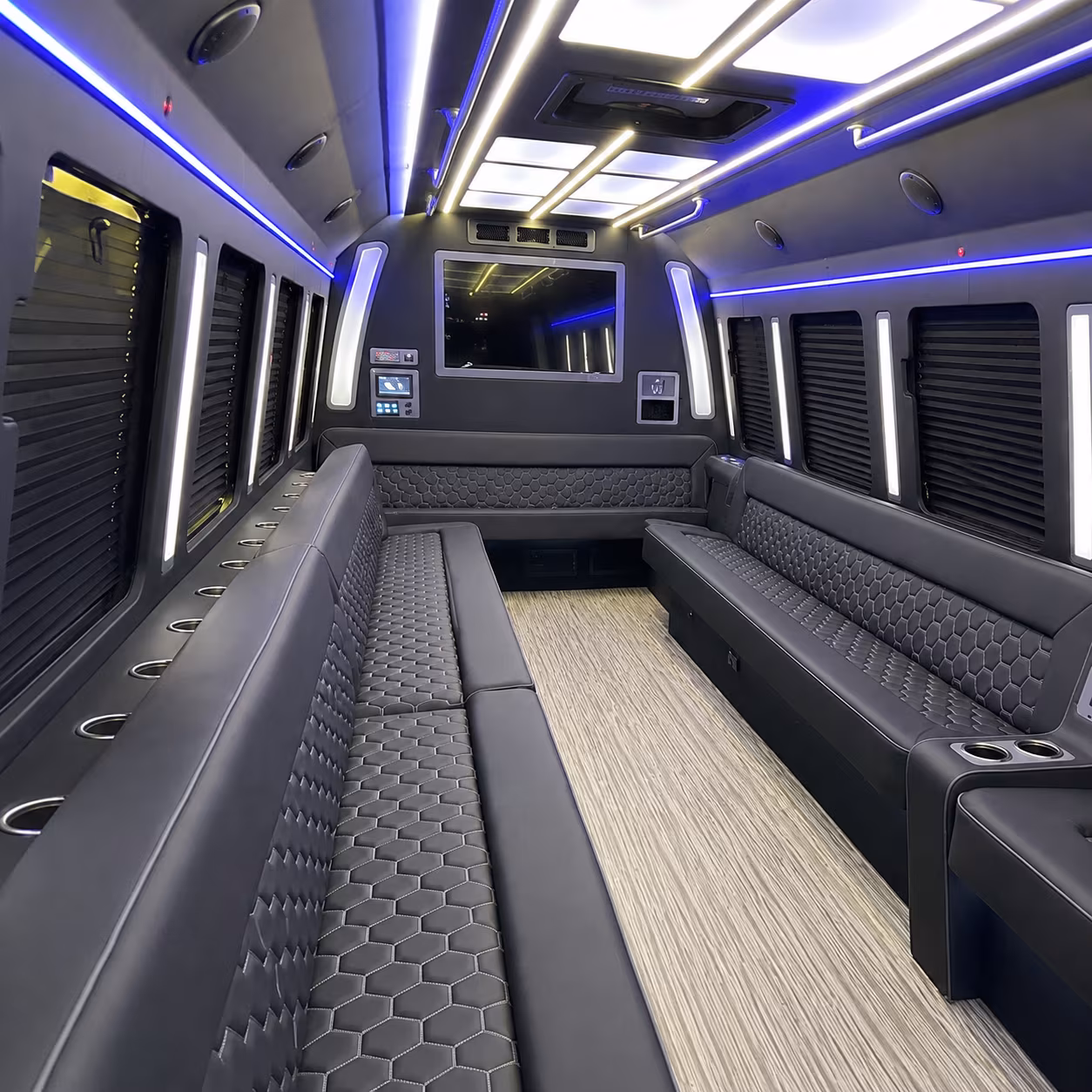 mobile 40 passenger party bus inside
