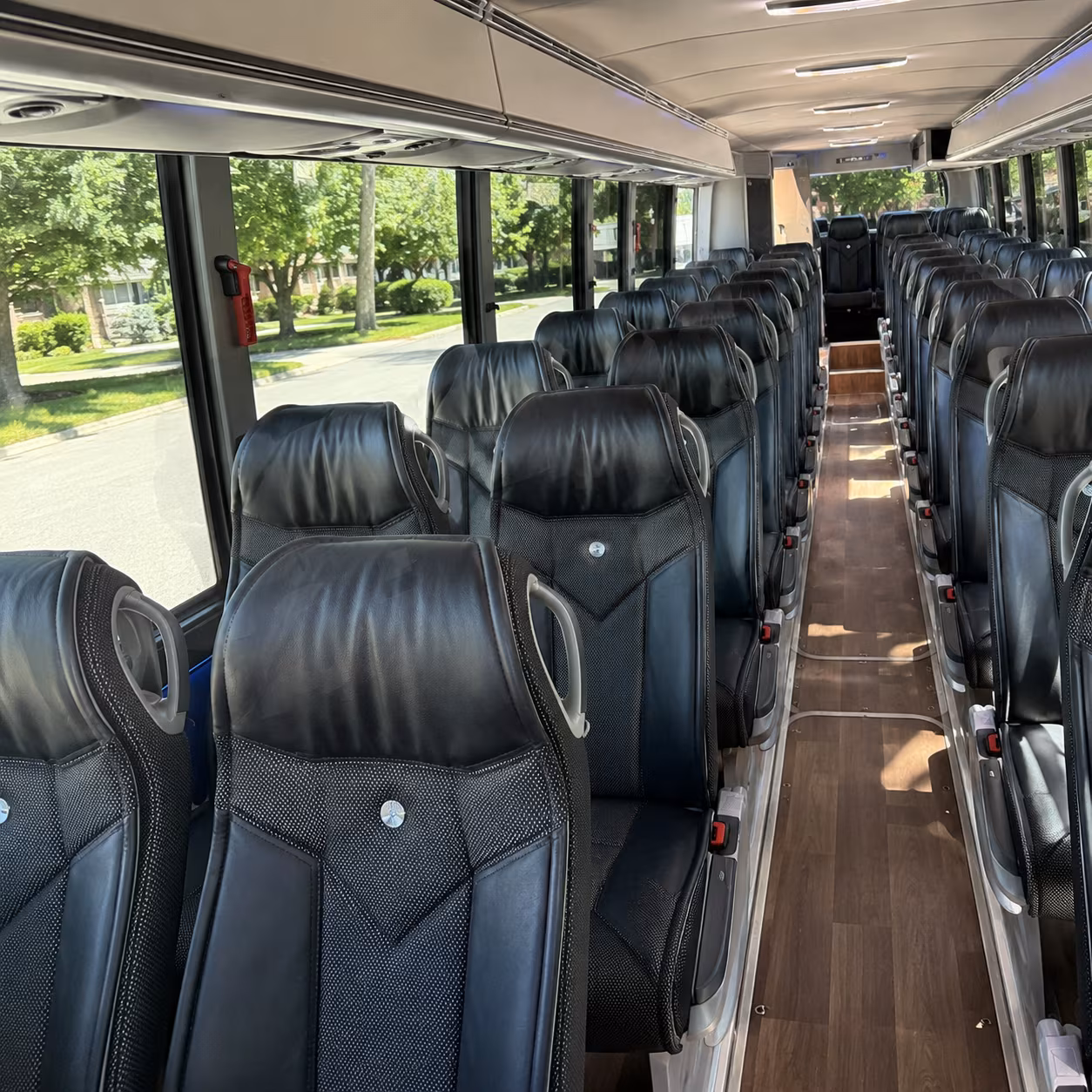 mobile charter bus rental interior